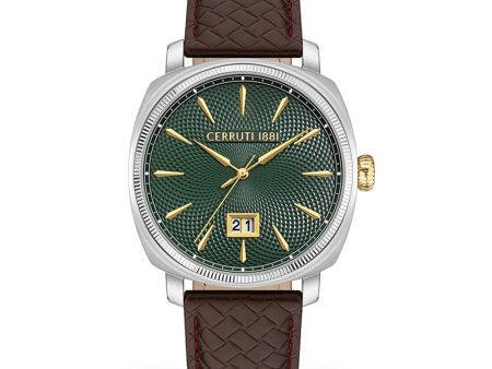 Cerruti  Positano Men s Brown Leather Strap Watch on Sale