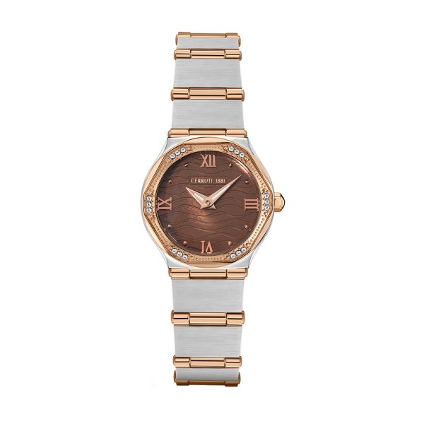 Cerruti  Rendinara Women s Crystals Two Tone Stainless Steel Bracelet Watch Online