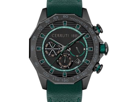 Cerruti Molveno Men s Green Leather Chronograph Watch Online Hot Sale