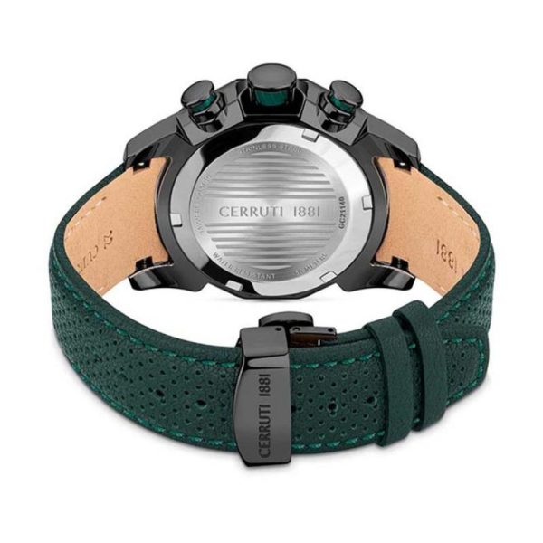 Cerruti Molveno Men s Green Leather Chronograph Watch Online Hot Sale