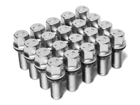 Vossen Lug Bolt - 14x1.25 - 35mm - 17mm Hex - Cone Seat - Silver (Set of 20) For Sale